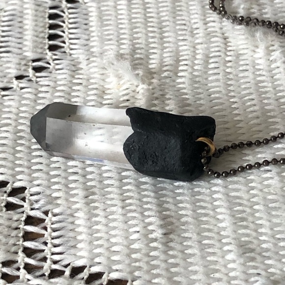 Handmade Clay Topped Quartz Pendant Necklace - Picture 3 of 4